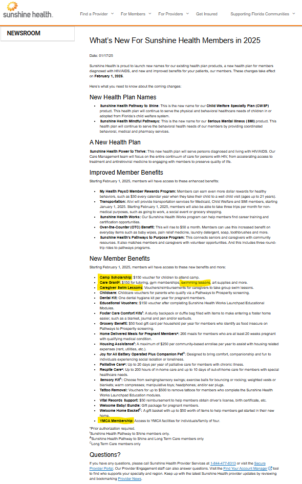 Sunshine Health Medicaid YMCA of the Palm Beaches